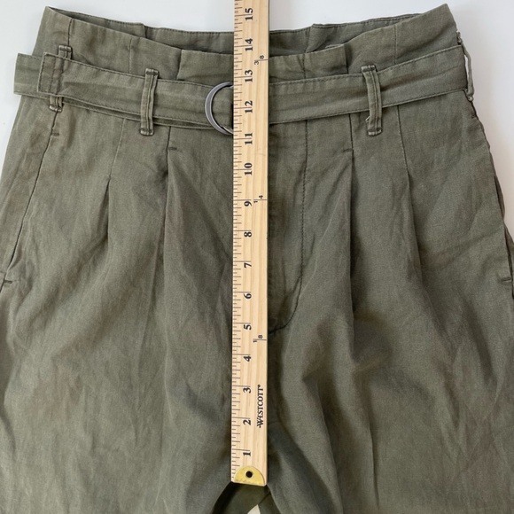 Abercrombie & Fitch Women's Green Linen Blend High Waist Paperbag Pants SMALL - Picture 9 of 10